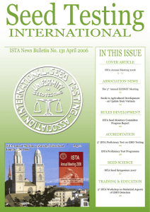 Seed Testing INTERNATIONAL  IN THIS ISSUE