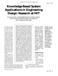 Knowledge-Based System Applications in Engineering Design: Research at MIT