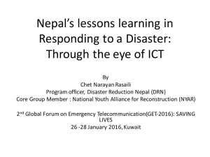 Nepal’s	lessons	learning	in Responding	to	a	Disaster: Through	the	eye	of	ICT