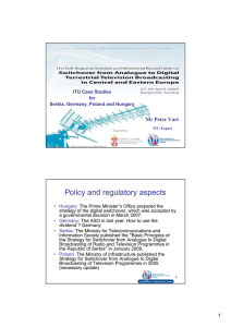 Policy and regulatory aspects Mr Peter Vari
