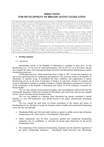 DIRECTIONS FOR DEVELOPMENT OF BROADCASTING LEGISLATION