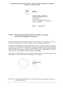 REQUIREMENT SPECIFICATIONS FOR DVB-T RECEIVERS USED IN REPUBLIC OF SLOVENIA