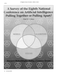 AI Magazine Volume 12 Number 1 (1991) (© AAAI) 16 AI MAGAZINE Articles