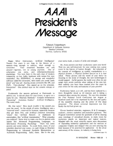 President5 Message AAAI Edward  Feigenbaum