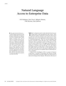 T Natural Language Access to Enterprise Data Ulli Waltinger, Dan Tecuci, Mihaela Olteanu,