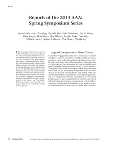 Reports of the 2014 AAAI Spring Symposium Series