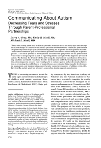 Communicating About Autism Decreasing Fears and Stresses Through Parent-Professional Partnerships