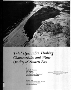 Tidal Hydraulics, Flushing Quality of Netarts Bay Characteristics and Water and Water