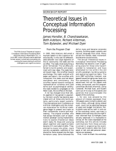 Theoretical Issues in Conceptual Information From the Program Chair