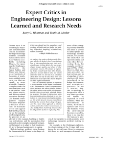 Expert Critics in Engineering Design: Lessons Learned and Research Needs