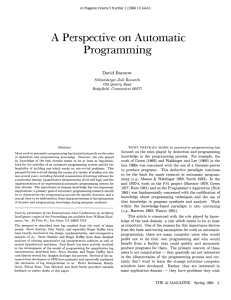 A  Perspective  on  Automatic Programming David  Barstow