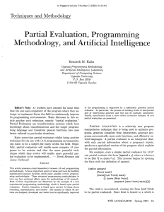 Partial  Evaluation,  Programming Techniques  and  Methodology