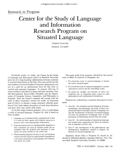 Center  for  the  Study  of ... and  Information Research  Program  on Situated  Language