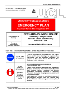 EMERGENCY PLAN BERNARD JOHNSON HOUSE UNIVERSITY COLLEGE LONDON University College London