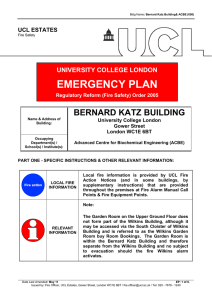 EMERGENCY PLAN BERNARD KATZ BUILDING UNIVERSITY COLLEGE LONDON UCL ESTATES