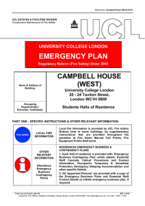 EMERGENCY PLAN CAMPBELL HOUSE (WEST) UNIVERSITY COLLEGE LONDON