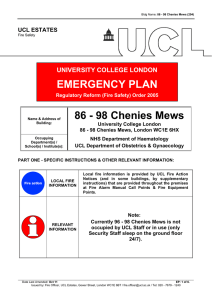 86 - 98 Chenies Mews EMERGENCY PLAN UNIVERSITY COLLEGE LONDON UCL ESTATES