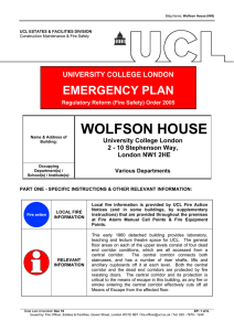 WOLFSON HOUSE EMERGENCY PLAN UNIVERSITY COLLEGE LONDON University College London