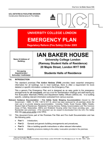 IAN BAKER HOUSE EMERGENCY PLAN UNIVERSITY COLLEGE LONDON
