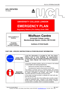 EMERGENCY PLAN Wolfson Centre UNIVERSITY COLLEGE LONDON UCL ESTATES