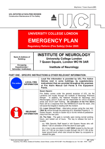 EMERGENCY PLAN INSTITUTE OF NEUROLOGY UNIVERSITY COLLEGE LONDON University College London