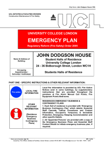 EMERGENCY PLAN JOHN DODGSON HOUSE UNIVERSITY COLLEGE LONDON