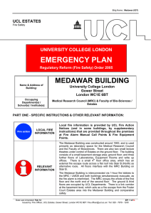 EMERGENCY PLAN MEDAWAR BUILDING UNIVERSITY COLLEGE LONDON UCL ESTATES