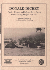 DONALD DICKEY Family History and Life on Berry Creek