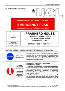 EMERGENCY PLAN PRANKERD HOUSE UNIVERSITY COLLEGE LONDON University College London