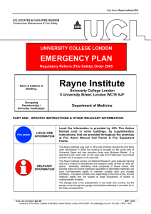 Rayne Institute EMERGENCY PLAN UNIVERSITY COLLEGE LONDON University College London