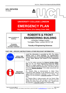 EMERGENCY PLAN ROBERTS &amp; FRONT ENGINEERING BUILDING UNIVERSITY COLLEGE LONDON