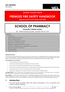 SCHOOL OF PHARMACY PREMISES FIRE SAFETY HANDBOOK UCL ESTATES University College London