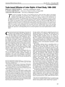Trade-based Diffusion of Labor Rights: A Panel Study, 1986–2002 BRIAN GREENHILL