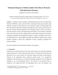 Mechanical Response of Multicrystalline Thin Films in Mesoscale Field Dislocation Mechanics