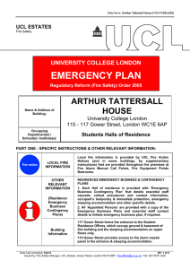 EMERGENCY PLAN ARTHUR TATTERSALL HOUSE UNIVERSITY COLLEGE LONDON