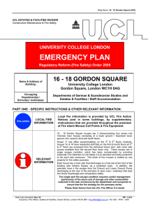 EMERGENCY PLAN 16 - 18 GORDON SQUARE UNIVERSITY COLLEGE LONDON University College London