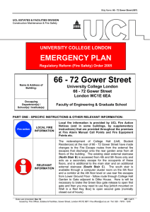 66 - 72 Gower Street EMERGENCY PLAN UNIVERSITY COLLEGE LONDON University College London