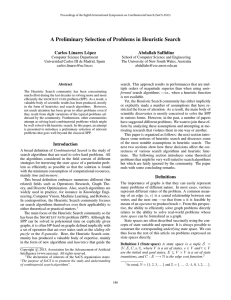A Preliminary Selection of Problems in Heuristic Search Carlos Linares L´opez