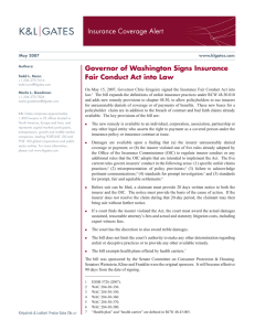 Insurance Coverage Alert Governor of Washington Signs Insurance