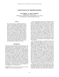 Latent Features for Algorithm Selection Yuri Malitsky and Barry O’Sullivan