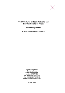 Cost Structures in Mobile Networks and their Relationship to Prices