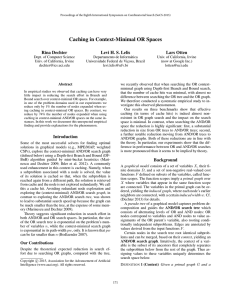 Caching in Context-Minimal OR Spaces Rina Dechter Levi H. S. Lelis Lars Otten