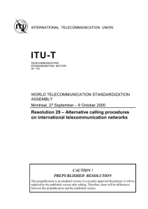 ITU-T – Alternative calling procedures Resolution 29 on international telecommunication networks