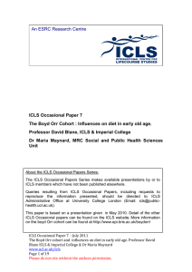 ICLS Occasional Paper 7 Professor David Blane, ICLS &amp; Imperial College