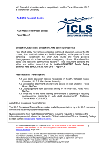 4.1 ICLS Occasional Paper Series: Paper No. 4.1