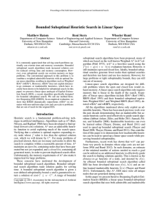 Bounded Suboptimal Heuristic Search in Linear Space Matthew Hatem Roni Stern Wheeler Ruml