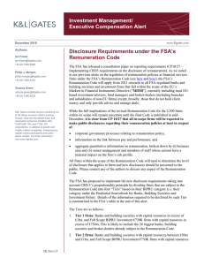 Investment Management/ Executive Compensation Alert Disclosure Requirements under the FSA’s Remuneration Code