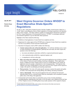 West Virginia Governor Orders WVDEP to Enact Marcellus Shale-Specific Regulations