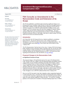 Investment Management/Executive Compensation Alert FSA Consults on Amendments to the