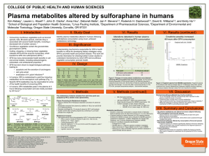 Plasma metabolites altered by sulforaphane in humans I. Introduction Kim Kelsey